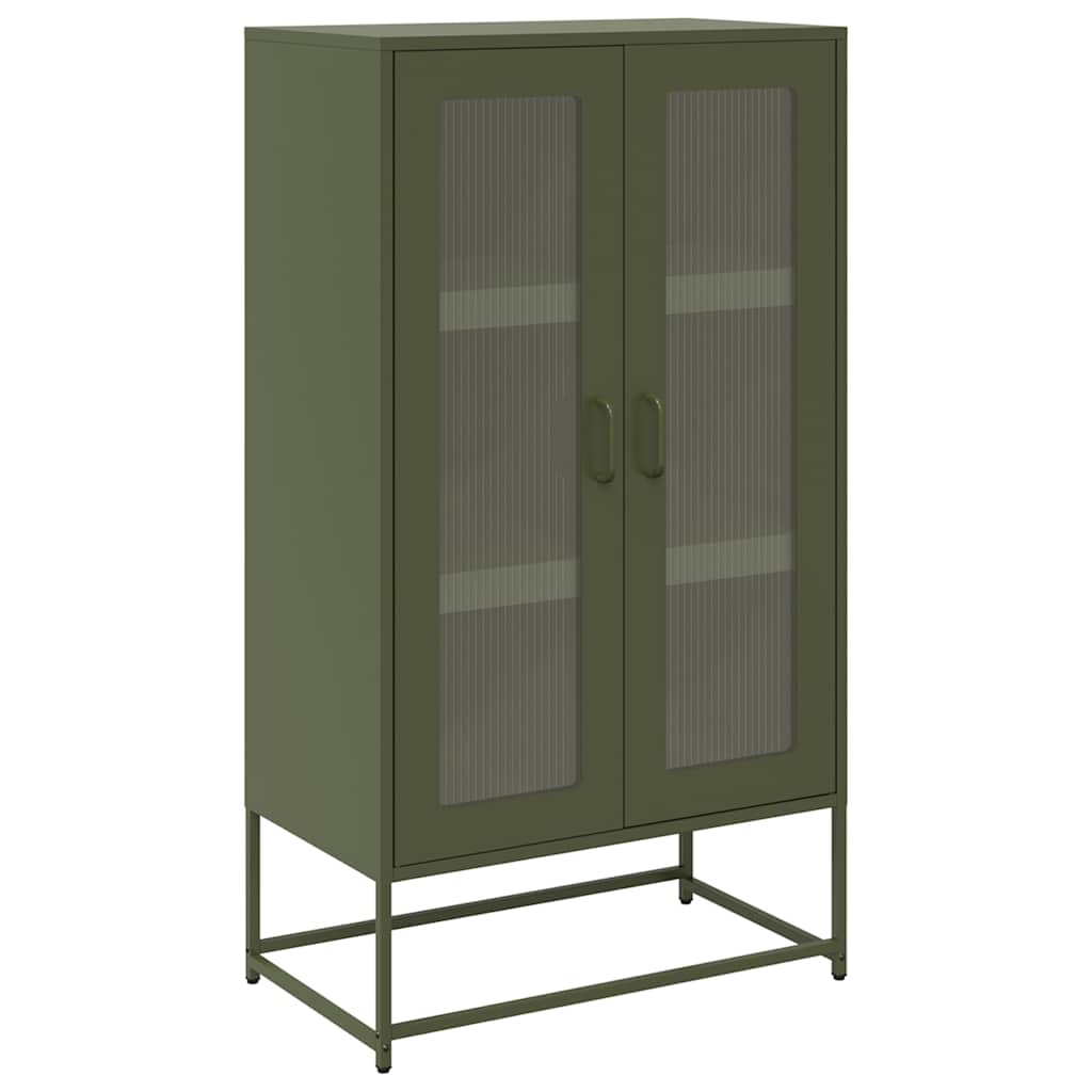 vidaXL Highboard Olive Green 68x39x123 cm Jeklo