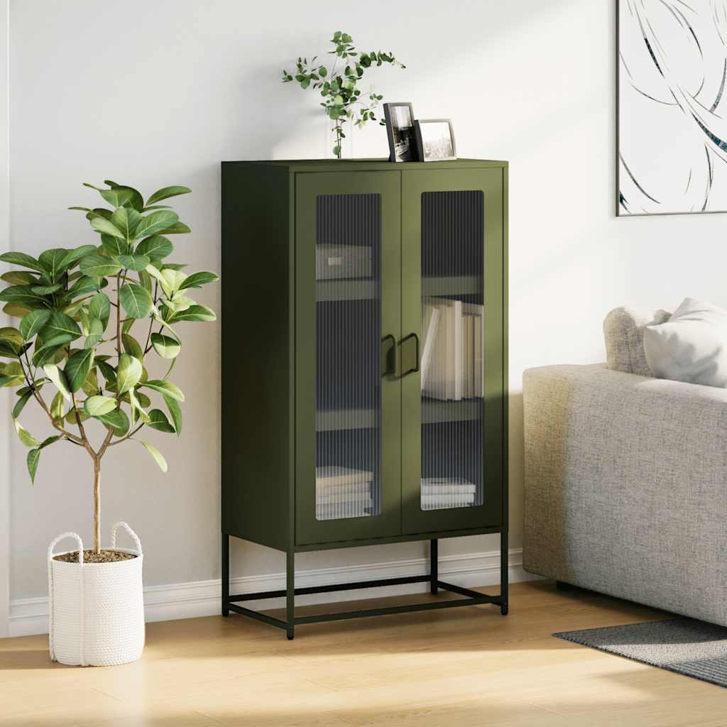 Thumbnail - vidaXL Highboard Olivgrün 68x39x123 cm Stahl