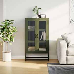 Skříň highboard olivově zelená 68x39x123 cm ocel - obrázek 4