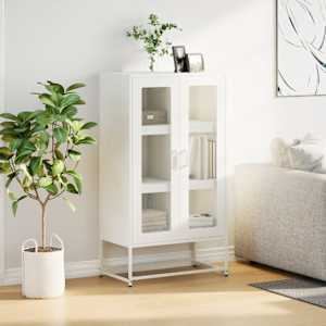 Skříň highboard bílá 68x39x123 cm ocel - obrázek 3