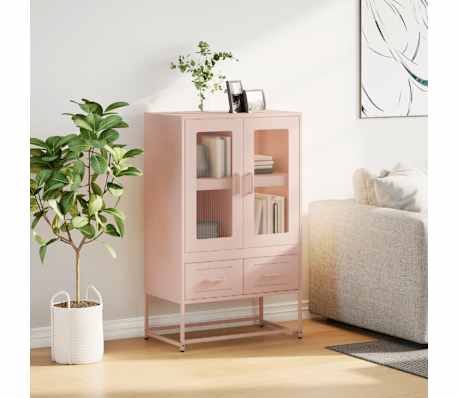 vidaXL Buffet haut rose 68x39x111,5 cm acier