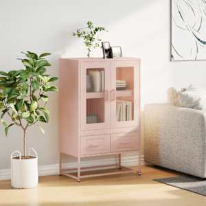 vidaXL Buffet haut rose 68x39x111,5 cm acier