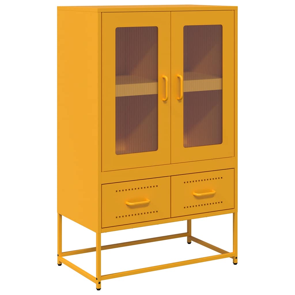 vidaXL Skříň highboard hořčicově žlutá 68x39x111,5 cm ocel