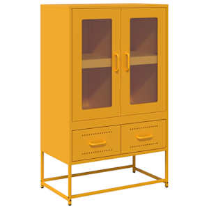 Skříň highboard hořčicově žlutá 68x39x111,5 cm ocel - obrázek 2