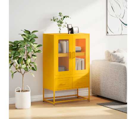 vidaXL Highboard Mustard Yellow 68x39x111.5 cm Steel