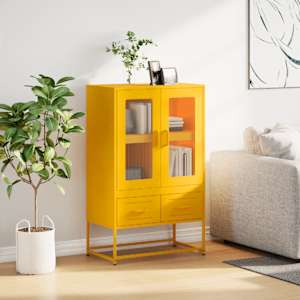 Skříň highboard hořčicově žlutá 68x39x111,5 cm ocel - obrázek 3