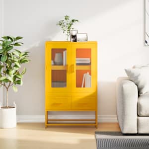 Skříň highboard hořčicově žlutá 68x39x111,5 cm ocel - obrázek 4
