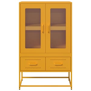 Skříň highboard hořčicově žlutá 68x39x111,5 cm ocel - obrázek 5