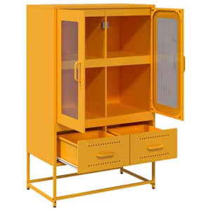 Skříň highboard hořčicově žlutá 68x39x111,5 cm ocel - obrázek 6