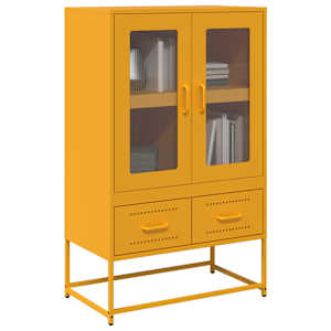 Skříň highboard hořčicově žlutá 68x39x111,5 cm ocel - obrázek 1