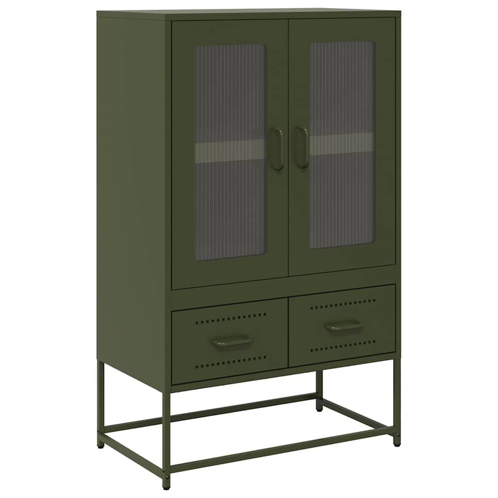 vidaXL Skříň highboard olivově zelená 68 x 39 x 111,5 cm ocel