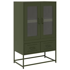 Skříň highboard olivově zelená 68 x 39 x 111,5 cm ocel - obrázek 2
