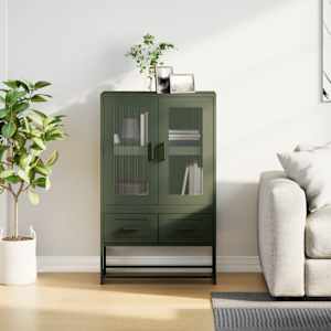 Skříň highboard olivově zelená 68 x 39 x 111,5 cm ocel - obrázek 4