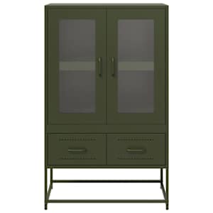 Skříň highboard olivově zelená 68 x 39 x 111,5 cm ocel - obrázek 5