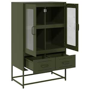 Skříň highboard olivově zelená 68 x 39 x 111,5 cm ocel - obrázek 6