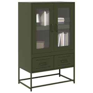 Skříň highboard olivově zelená 68 x 39 x 111,5 cm ocel - obrázek 1