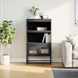 Skříň highboard černá 68x39x123 cm ocel - obrázek 3