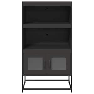 Skříň highboard černá 68x39x123 cm ocel - obrázek 5