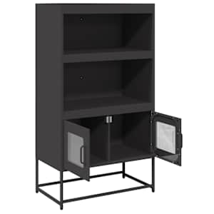 Skříň highboard černá 68x39x123 cm ocel - obrázek 6