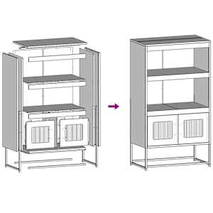 Skříň highboard černá 68x39x123 cm ocel - obrázek 11