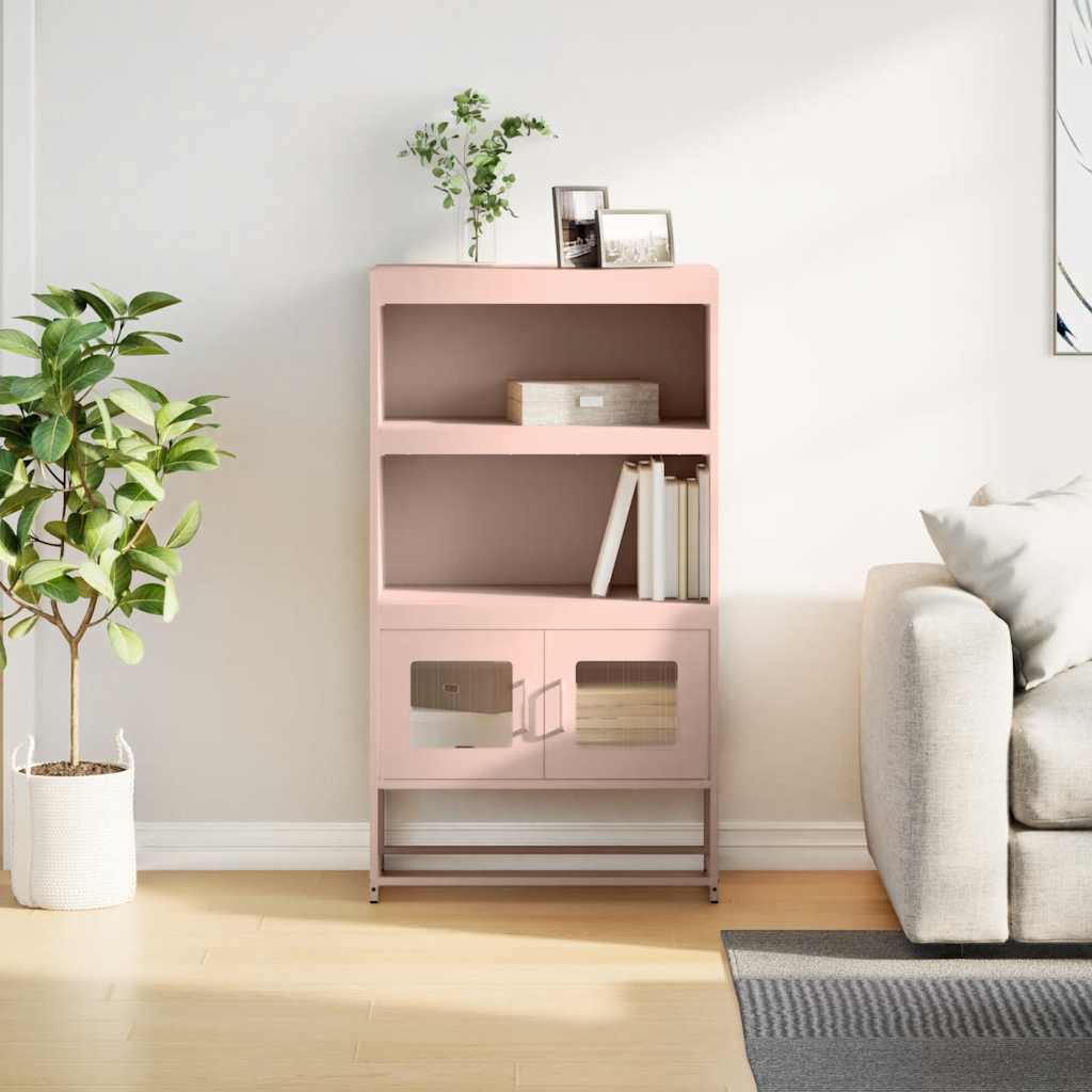 vidaXL Hoge kast 68x39x123 cm staal roze afbeelding
