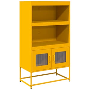 Skříň highboard hořčicově žlutá 68x39x123 cm ocel - obrázek 2