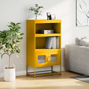 Skříň highboard hořčicově žlutá 68x39x123 cm ocel - obrázek 3