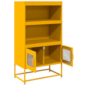 Skříň highboard hořčicově žlutá 68x39x123 cm ocel - obrázek 5
