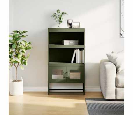 vidaXL Buffet haut vert olive 68x39x123 cm acier