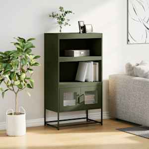 Skříň highboard olivově zelená 68x39x123 cm ocel - obrázek 4