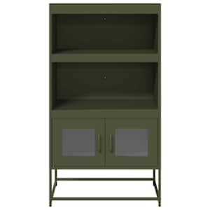 Skříň highboard olivově zelená 68x39x123 cm ocel - obrázek 5