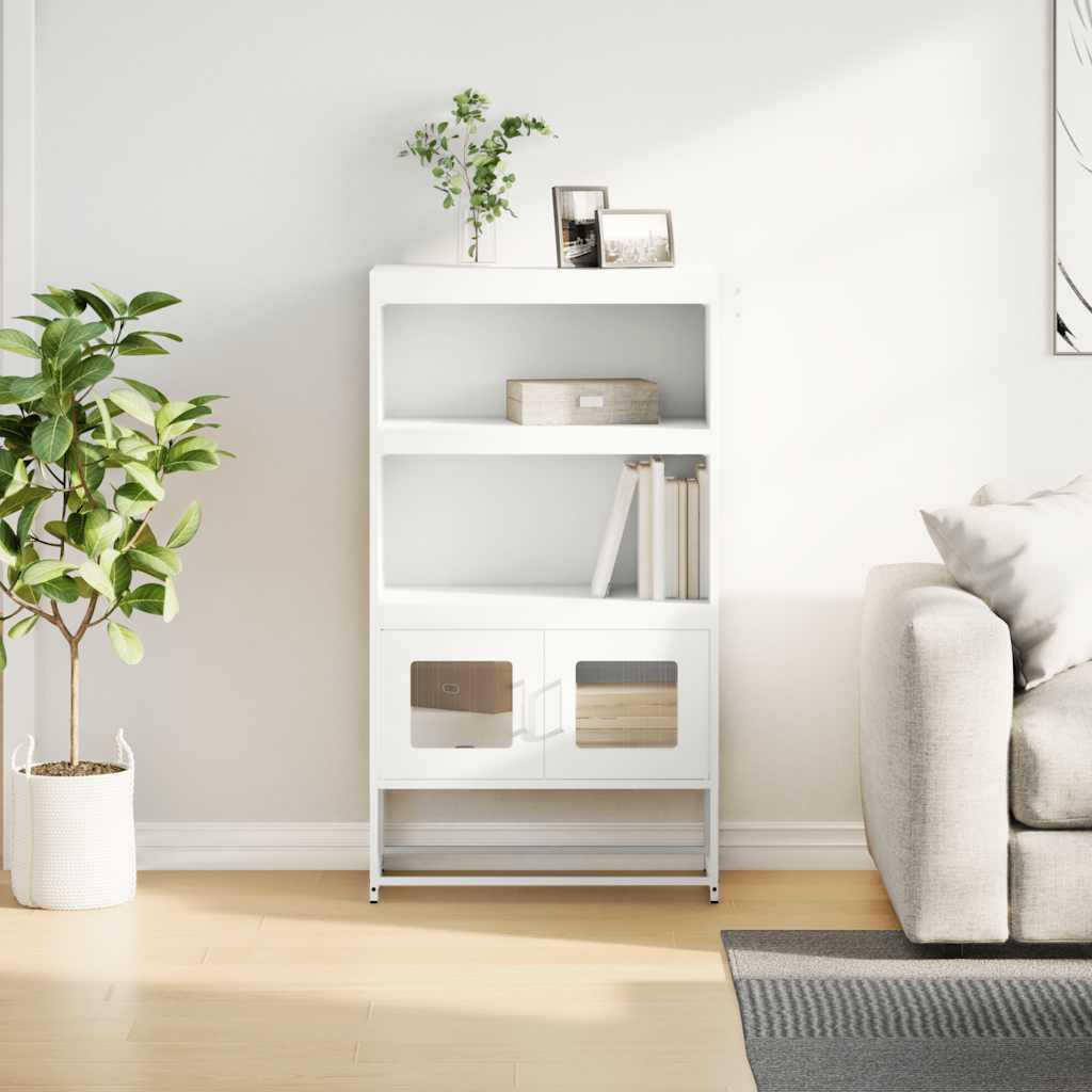 vidaXL Hoge kast 68x39x123 cm staal wit afbeelding