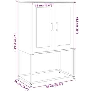 Skříň highboard černá 68x39x107 cm ocel - obrázek 13