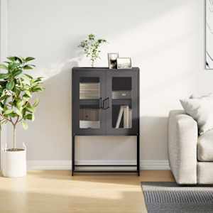 Skříň highboard černá 68x39x107 cm ocel - obrázek 4