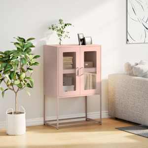 Skříň highboard růžová 68x39x107 cm ocel - obrázek 3