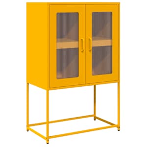Skříň highboard hořčicově žlutá 68x39x107 cm ocel - obrázek 2