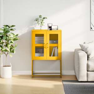 Skříň highboard hořčicově žlutá 68x39x107 cm ocel - obrázek 4