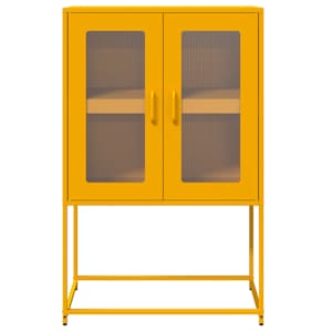 Skříň highboard hořčicově žlutá 68x39x107 cm ocel - obrázek 5