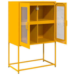 Skříň highboard hořčicově žlutá 68x39x107 cm ocel - obrázek 6