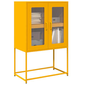 Skříň highboard hořčicově žlutá 68x39x107 cm ocel - obrázek 1