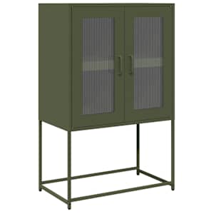 Skříň highboard olivově zelená 68x39x107 cm ocel - obrázek 2