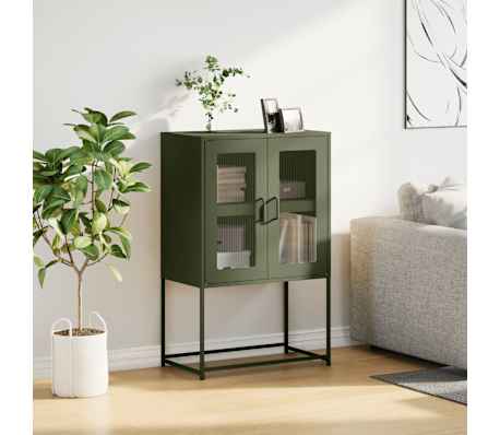 vidaXL Highboard Olive Green 68x39x107 cm Oceľ