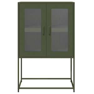Skříň highboard olivově zelená 68x39x107 cm ocel - obrázek 5