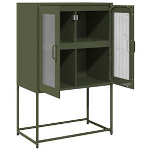 Skříň highboard olivově zelená 68x39x107 cm ocel - obrázek 6