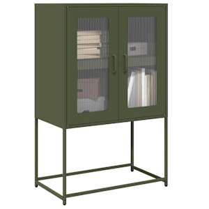 Skříň highboard olivově zelená 68x39x107 cm ocel - obrázek 1