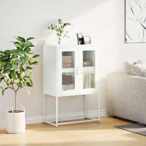 Skříň highboard bílá 68x39x107 cm ocel - obrázek 3
