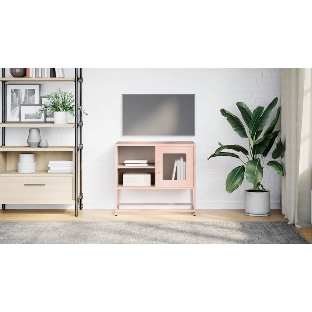 vidaXL Tv-meubel 68x39x60,5 cm staal roze