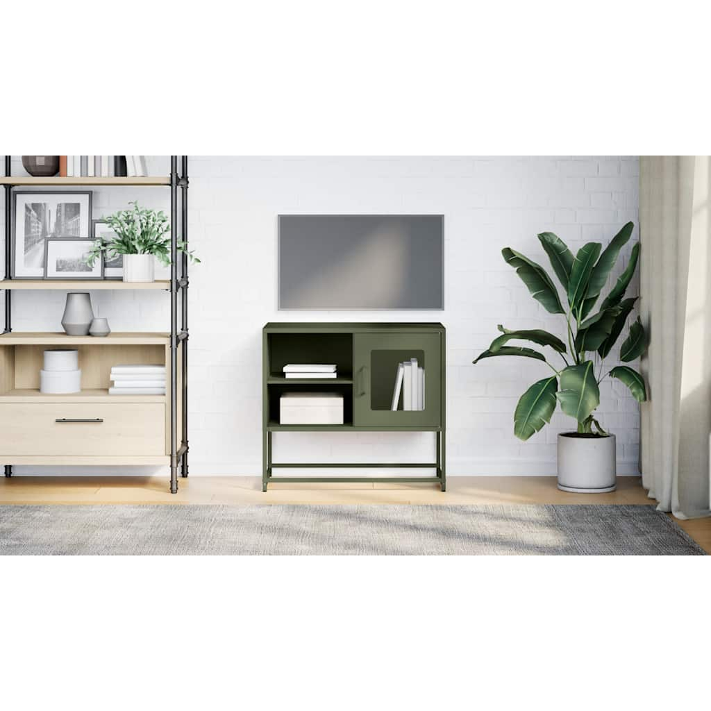 vidaXL Tv-meubel 68x39x60,5 cm staal olijfgroen