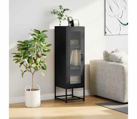 vidaXL Висока дъска черна 36x39x123 cm Студено валцувана стомана