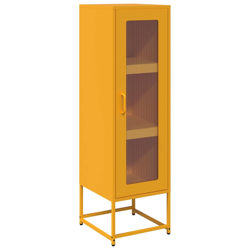 vidaXL Highboard horčicová žltá 36x39x123 cm Oceľ valcovaná za studena